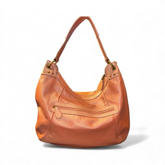 Isabella Fiore Metallic Peach Studded Crystal Hobo Shoulder Bag. - Picture 2 of 11